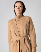 Load image into Gallery viewer, N.Peal Women's Long Cable Cashmere Cardigan Sahara Brown