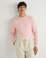 Load image into Gallery viewer, N.Peal Men's Oxford Round Neck Cashmere Jumper Pale Pink