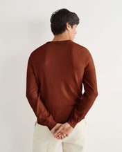 Load image into Gallery viewer, N.Peal Men's Oxford Round Neck Cashmere Jumper Spice Orange