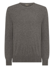 Load image into Gallery viewer, N.Peal Men's Oxford Round Neck Cashmere Jumper Wood Smoke Brown