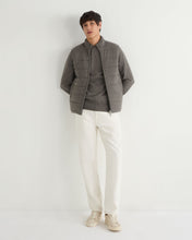 Load image into Gallery viewer, N.Peal Men's Oxford Round Neck Cashmere Jumper Wood Smoke Brown