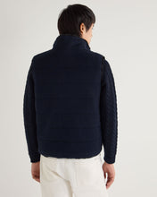 Load image into Gallery viewer, N.Peal Men's Vermont Fur Lined Gilet Navy Blue Melange