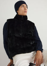 Load image into Gallery viewer, N.Peal Men's Vermont Fur Lined Gilet Navy Blue Melange