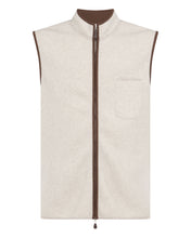 Load image into Gallery viewer, N.Peal Men's Shaftsbury Suede Trim Cashmere Gilet Sand Brown