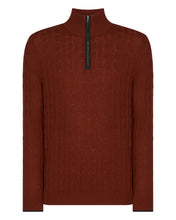 Load image into Gallery viewer, N.Peal Men's Albemarle Cable Half Zip Cashmere Jumper Spice Orange