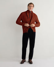 Load image into Gallery viewer, N.Peal Men's Albemarle Cable Half Zip Cashmere Jumper Spice Orange