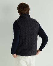 Load image into Gallery viewer, N.Peal Men's Dolomiti Cable Fur Gilet Granite Blue