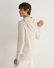 Load image into Gallery viewer, N.Peal Men's Fitzrovia Cable Cashmere Hoodie Frost White