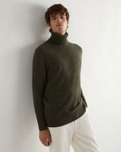 Load image into Gallery viewer, N.Peal Men's Brompton Roll Neck Cashmere Jumper Moss Green