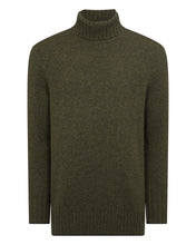 Load image into Gallery viewer, N.Peal Men's Brompton Roll Neck Cashmere Jumper Moss Green