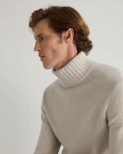 Load image into Gallery viewer, N.Peal Men's Brompton Roll Neck Cashmere Jumper Pebble Grey
