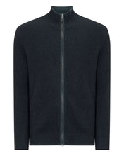Load image into Gallery viewer, N.Peal Men's Lambeth Two Tone Rib Full Zip Cashmere Cardigan Navy Blue