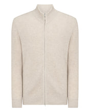 Load image into Gallery viewer, N.Peal Men's Lambeth Two Tone Rib Full Zip Cashmere Cardigan Toasted Sesame Brown