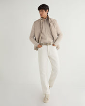 Load image into Gallery viewer, N.Peal Men's Lambeth Two Tone Rib Full Zip Cashmere Cardigan Toasted Sesame Brown