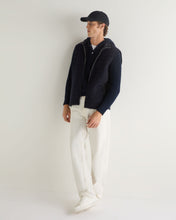 Load image into Gallery viewer, N.Peal Men's Balham Rib Hooded Cashmere Jumper Navy Blue Melange