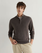 Load image into Gallery viewer, N.Peal Men's Half Button Cashmere Jumper Biscotti Brown