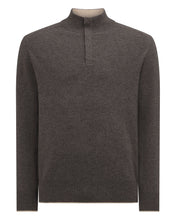 Load image into Gallery viewer, N.Peal Men's Half Button Cashmere Jumper Biscotti Brown