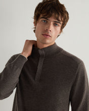 Load image into Gallery viewer, N.Peal Men's Half Button Cashmere Jumper Biscotti Brown
