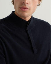 Load image into Gallery viewer, N.Peal Men's Half Button Cashmere Jumper Navy Blue