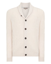 Load image into Gallery viewer, N.Peal Men's Garrick Shawl Cable Cashmere Cardigan Frost White