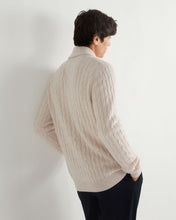 Load image into Gallery viewer, N.Peal Men's Garrick Shawl Cable Cashmere Cardigan Frost White