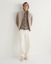 Load image into Gallery viewer, N.Peal Men's Garrick Shawl Cable Cashmere Cardigan Heather Hazel Brown