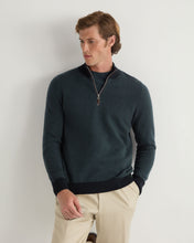 Load image into Gallery viewer, N.Peal Men's Temple Jacquard Half Zip Cashmere Jumper Navy Blue