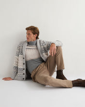 Load image into Gallery viewer, N.Peal Men's Jacquard Roll Neck Cashmere Jumper Frost White