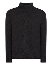 Load image into Gallery viewer, N.Peal Men's Wandsworth Cable Roll Cashmere Jumper Granite Blue