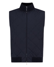 Load image into Gallery viewer, N.Peal Men's Diamond Fur Trim Cashmere Gilet Navy Blue