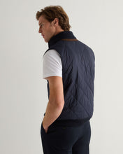 Load image into Gallery viewer, N.Peal Men's Diamond Fur Trim Cashmere Gilet Navy Blue