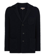 Load image into Gallery viewer, N.Peal Men's Chunky Moss Stitch Cashmere Blazer Navy Blue