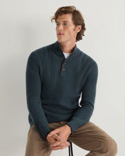 Load image into Gallery viewer, N.Peal Men's Beauchamp Half Button Cashmere Jumper Caviar Blue