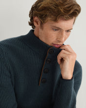 Load image into Gallery viewer, N.Peal Men's Beauchamp Half Button Cashmere Jumper Caviar Blue