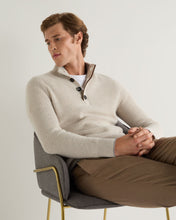 Load image into Gallery viewer, N.Peal Men's Beauchamp Half Button Cashmere Jumper Pebble Grey
