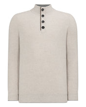 Load image into Gallery viewer, N.Peal Men's Beauchamp Half Button Cashmere Jumper Pebble Grey