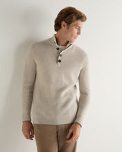 Load image into Gallery viewer, N.Peal Men's Beauchamp Half Button Cashmere Jumper Pebble Grey