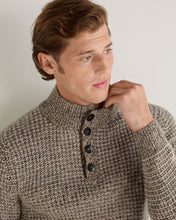 Load image into Gallery viewer, N.Peal Men's Beauchamp Marl Half Button Cashmere Jumper Ecru White