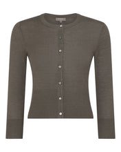 Load image into Gallery viewer, N.Peal Women's Darcie Superfine Cashmere Cropped Cardigan Mink Brown