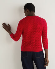 Load image into Gallery viewer, N.Peal Women's Emilia Cable Round Neck Cashmere Jumper Riding Red