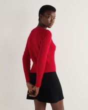 Load image into Gallery viewer, N.Peal Women's Myla Cable Cashmere Cardigan Riding Red