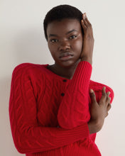 Load image into Gallery viewer, N.Peal Women's Myla Cable Cashmere Cardigan Riding Red