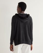 Load image into Gallery viewer, N.Peal Women's Alicia Fur Trim Cashmere Hoodie Dark Charcoal Grey