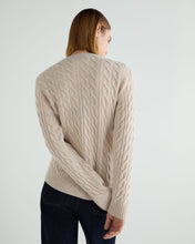 Load image into Gallery viewer, N.Peal Women's Frankie Cable V Neck Cashmere Jumper Ecru White