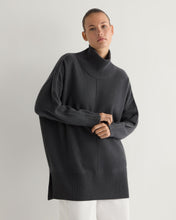 Load image into Gallery viewer, N.Peal Women's Mock Neck Long Cashmere Jumper Anthracite Grey