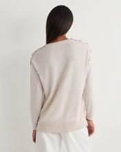 Load image into Gallery viewer, N.Peal Women's Button Shoulder Cashmere Jumper Frost White