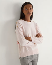 Load image into Gallery viewer, N.Peal Women's Button Shoulder Cashmere Jumper Quartz Pink