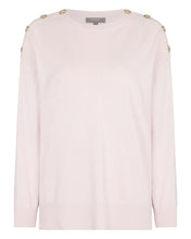 Load image into Gallery viewer, N.Peal Women's Button Shoulder Cashmere Jumper Quartz Pink