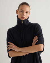Load image into Gallery viewer, N.Peal Women's Milano Knitted Cashmere Cape Navy Blue