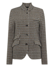 Load image into Gallery viewer, N.Peal Women's Dogtooth Utility Cashmere Blazer Brown